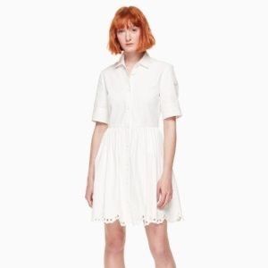 Kate Spade
White Cutwork Denim Eyelet Short Casual Dress